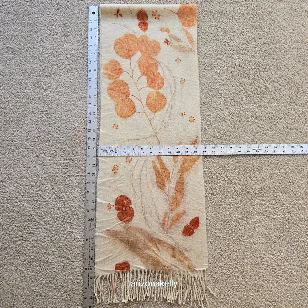 NWOT Handmade Wool Scarf Botanical Natural Dye Plants Eco Print Mayumix Designs - Picture 12 of 15